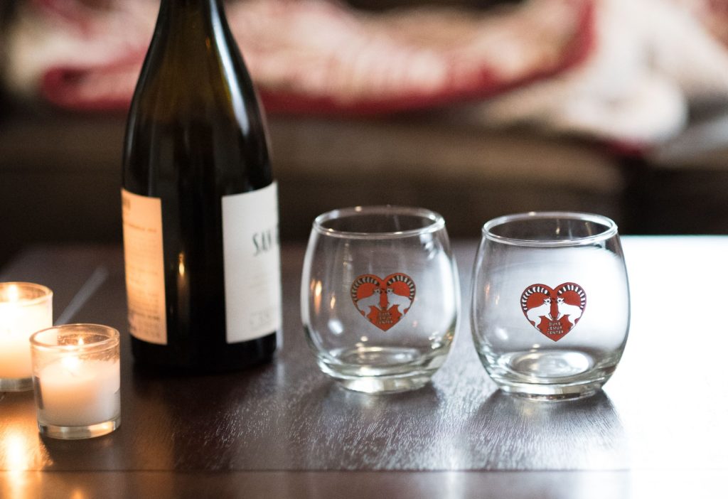 Two "Love and Lemurs" Valentine's Day wineglasses