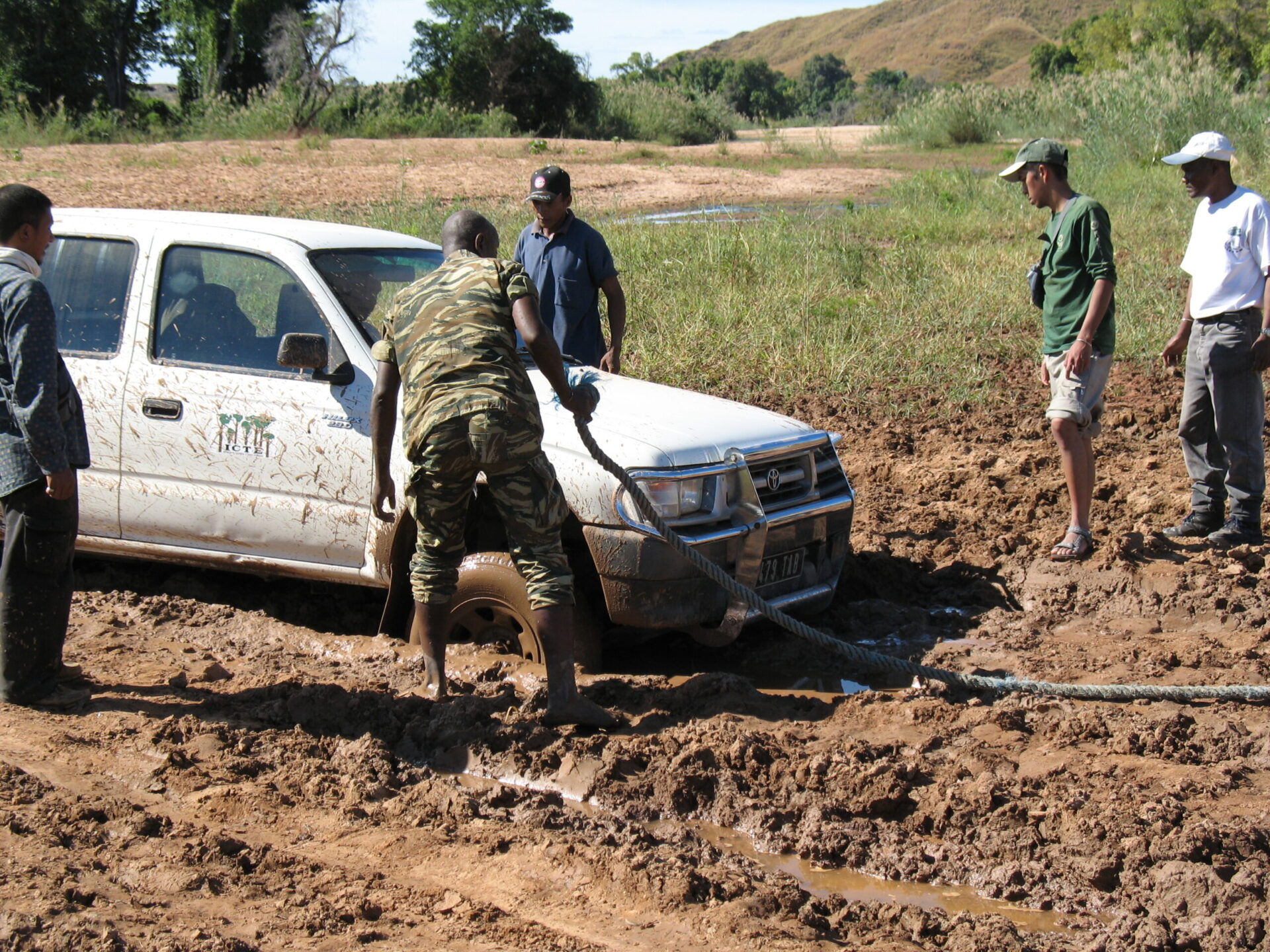 Image of vehicle traveling a very bad road in Madagascar
