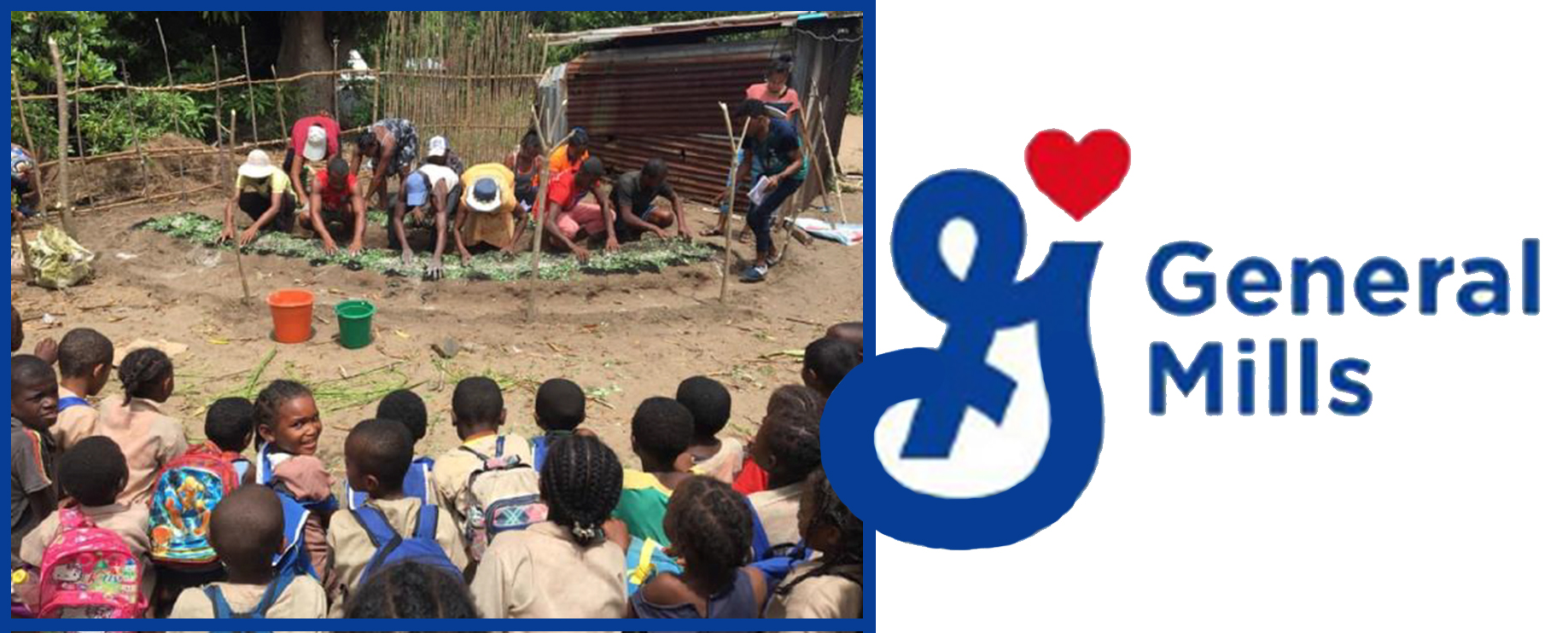 general mills grant logo and photograph of agriculture training in Madagascar